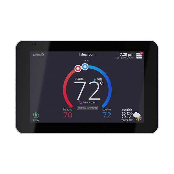 A smart thermostat set to 72 degrees